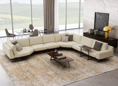 Design Corner sofa L-shape Coffee table Living room Upholstered furniture Luxury Furnishings